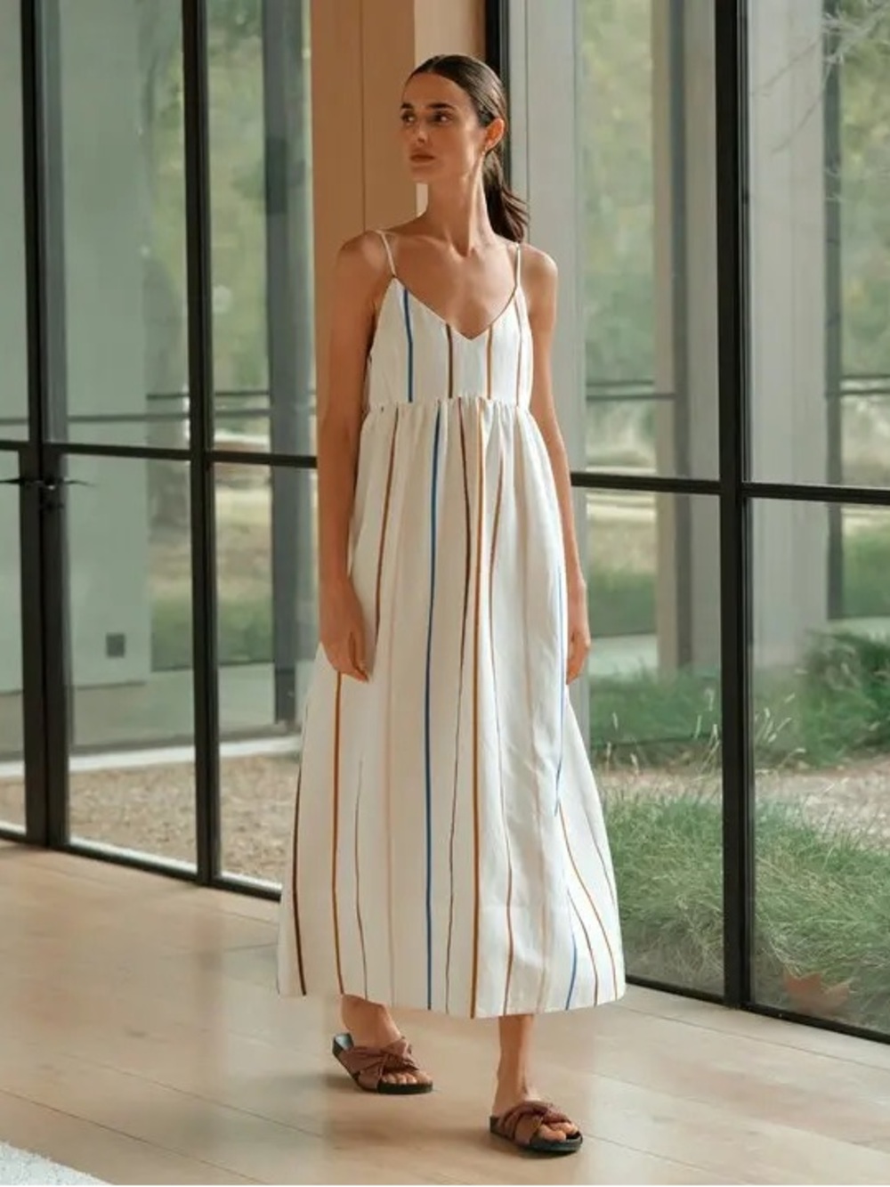 Jenni Kayne Cove Striped Midi Dress Limited Edition Multi Color XXS Blue White